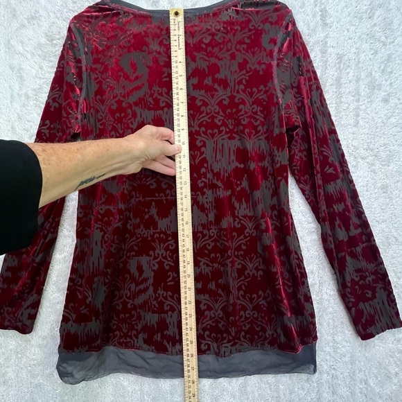 Vera Wang Burgundy Velvet Burnout Tunic Top Sz L Simply Vera Wimsigoth Whitchy - Picture 13 of 16